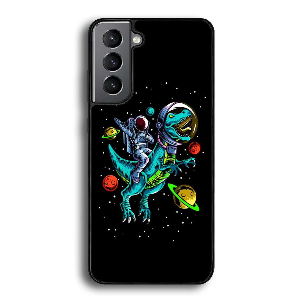 Astronaut Driving The Rex Samsung Galaxy S22 Case-Rubber Black (2D Case)-Oxvistore