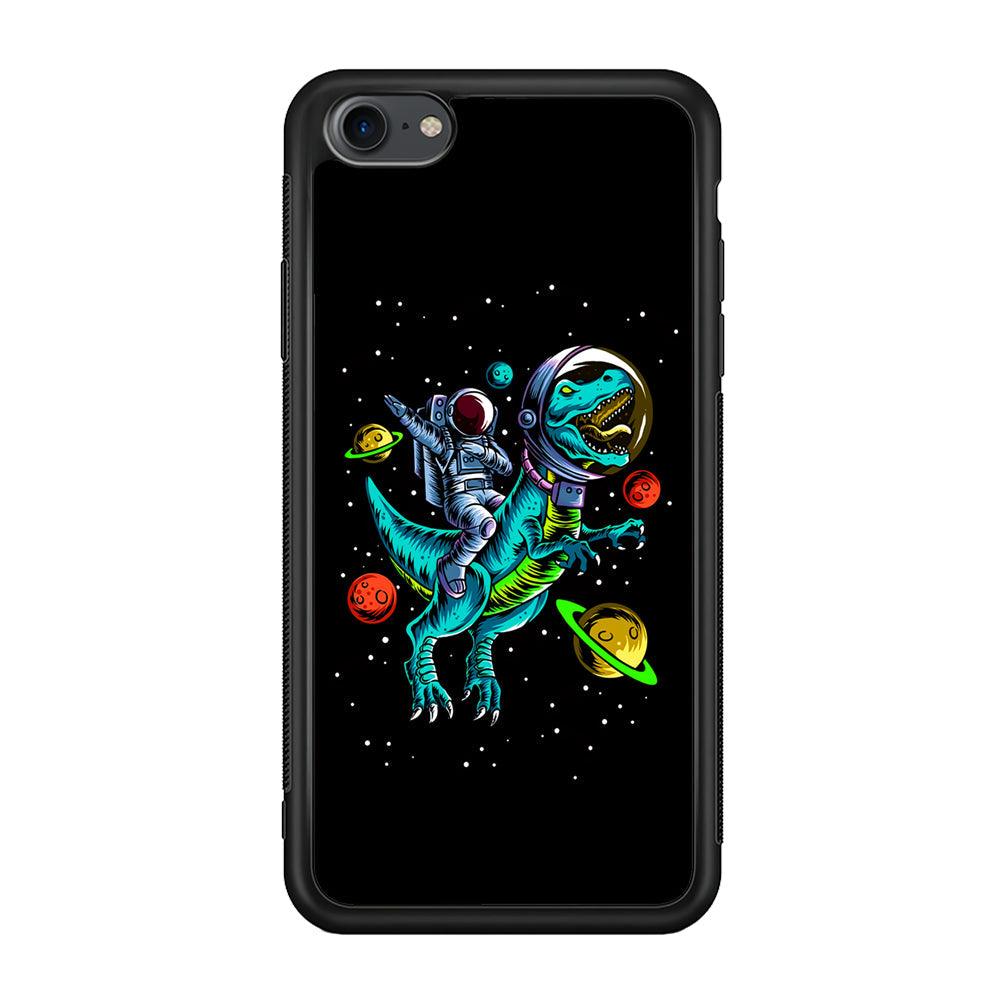 Astronaut Driving The Rex iPhone 8 Case-Rubber Black (2D Case)-Oxvistore