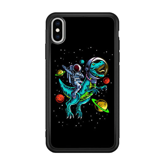 Astronaut Driving The Rex iPhone Xs Max Case-Rubber Black (2D Case)-Oxvistore