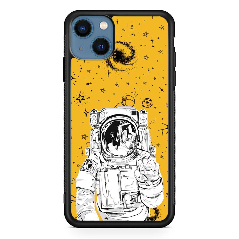 Astronaut Farewell iPhone 13 Case-Rubber Black (2D Case)-Oxvistore