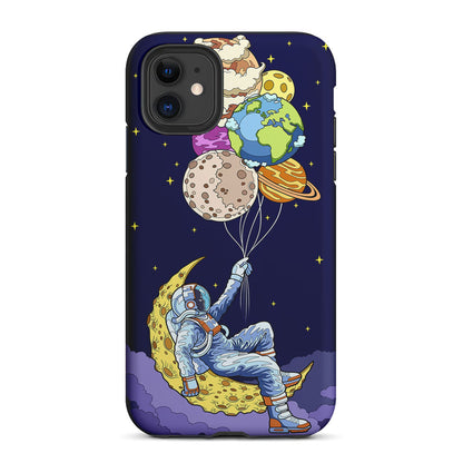 Astronaut Relaxing Holding Planet 2 in 1 Tough Phone Case