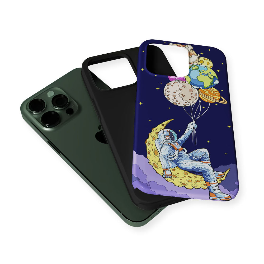 Astronaut Relaxing Holding Planet 2 in 1 Tough Phone Case