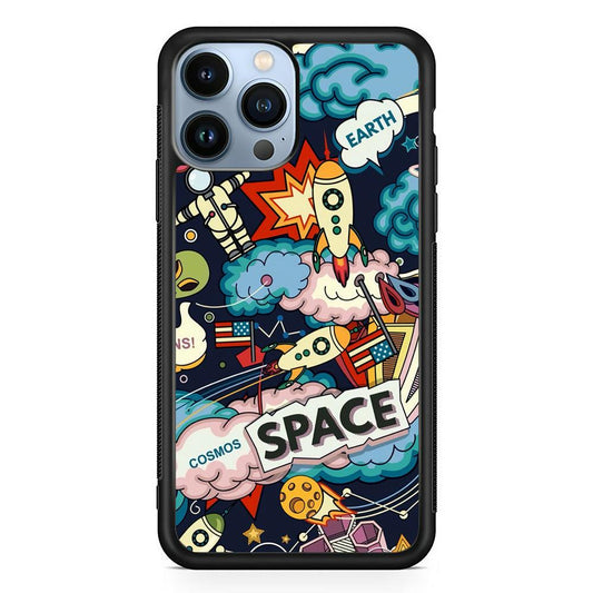 Astronaut Transformation at Space iPhone 13 Pro Max Case-Rubber Black (2D Case)-Oxvistore