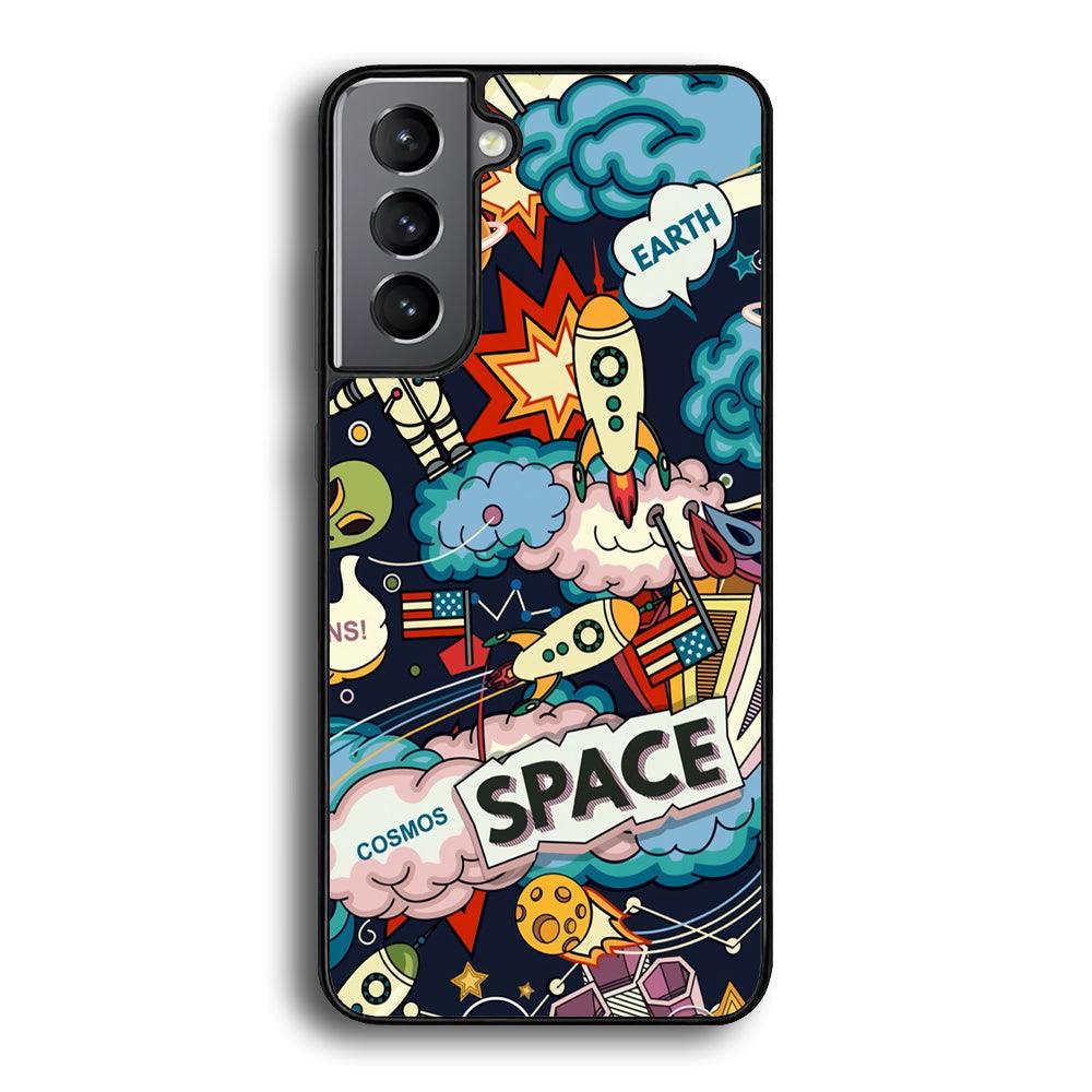 Astronaut Transformation at Space Samsung Galaxy S24 Case-Rubber Black (2D Case)-Oxvistore