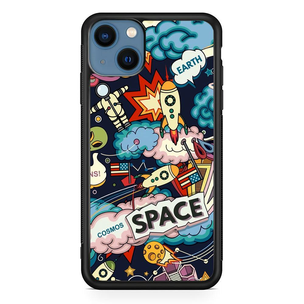 Astronaut Transformation at Space iPhone 14 Case-Rubber Black (2D Case)-Oxvistore