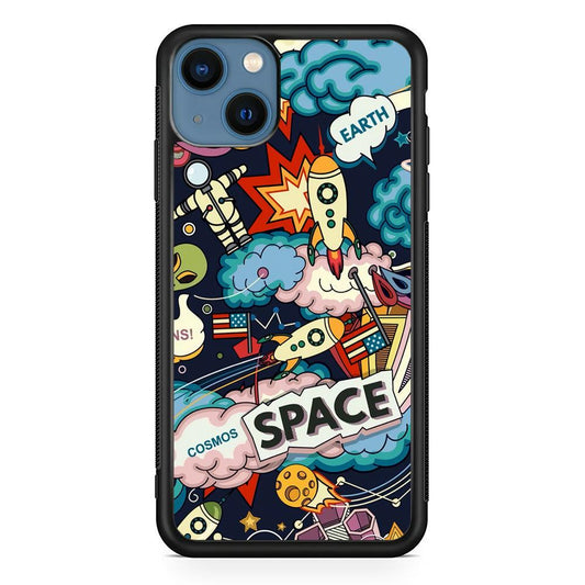 Astronaut Transformation at Space iPhone 14 Case-Rubber Black (2D Case)-Oxvistore