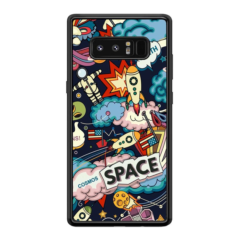 Astronaut Transformation at Space Samsung Galaxy Note 8 Case-Rubber Black (2D Case)-Oxvistore