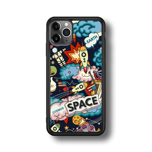 Astronaut Transformation at Space iPhone 11 Pro Max Case-Rubber Black (2D Case)-Oxvistore