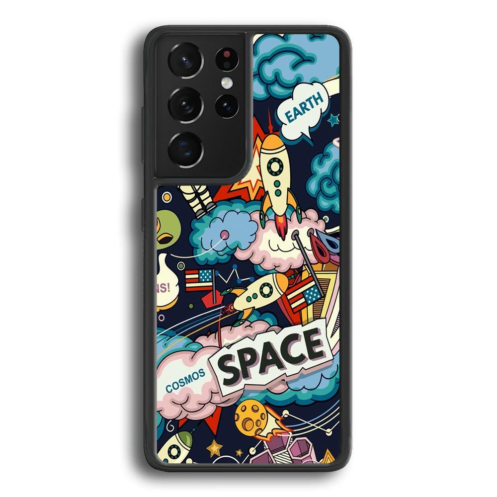 Astronaut Transformation at Space Samsung Galaxy S24 Ultra Case-Rubber Black (2D Case)-Oxvistore