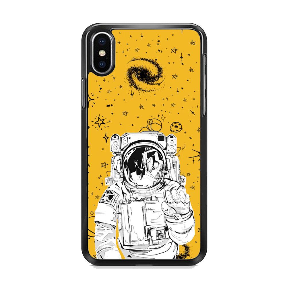 Astronaut Farewell iPhone XS Case-Rubber Black (2D Case)-Oxvistore