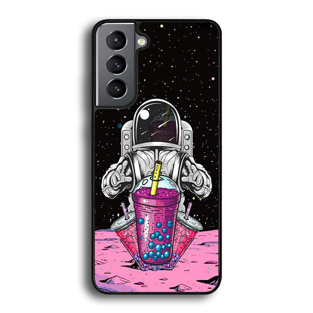 Astronaut and Magic Bubble Ice Samsung Galaxy S24 Case-Rubber Black (2D Case)-Oxvistore