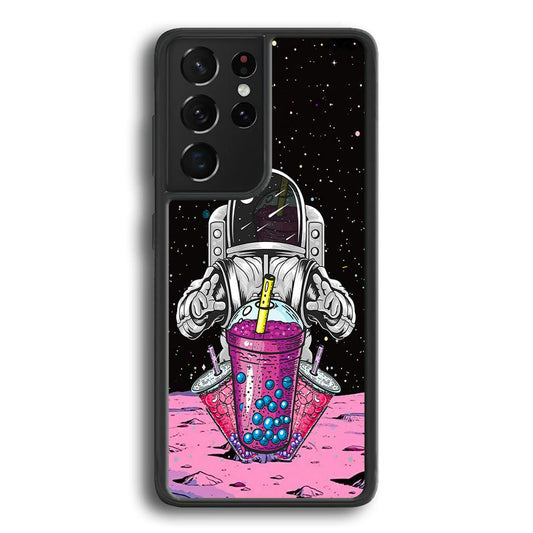 Astronaut and Magic Bubble Ice Samsung Galaxy S24 Ultra Case-Rubber Black (2D Case)-Oxvistore