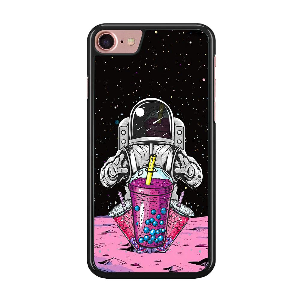 Astronaut and Magic Bubble Ice iPhone 7 Case-Rubber Black (2D Case)-Oxvistore