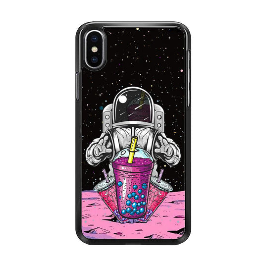 Astronaut and Magic Bubble Ice iPhone XS MAX Case-Rubber Black (2D Case)-Oxvistore