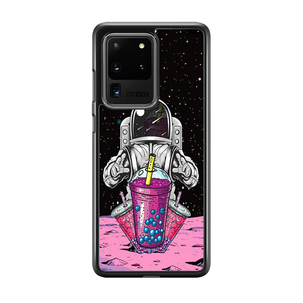 Astronaut and Magic Bubble Ice Samsung Galaxy S20 Ultra Case-Rubber Black (2D Case)-Oxvistore