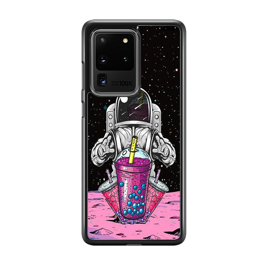 Astronaut and Magic Bubble Ice Samsung Galaxy S20 Ultra Case-Rubber Black (2D Case)-Oxvistore