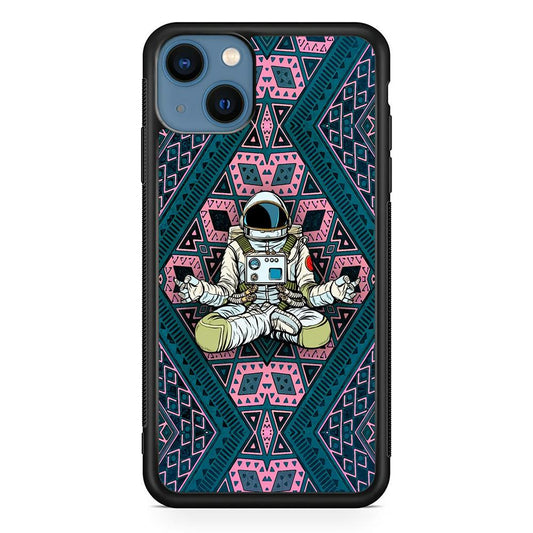 Astronauts Aura of Meditation iPhone 15 Case-Rubber White (2D Case)-Oxvistore