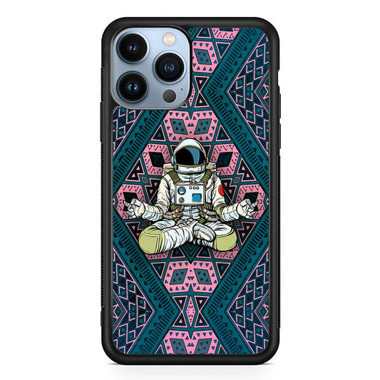 Astronauts Aura of Meditation iPhone 14 Pro Max Case-Rubber White (2D Case)-Oxvistore