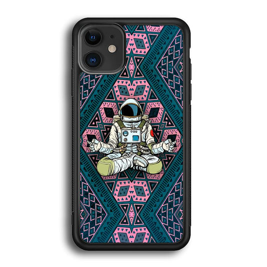 Astronauts Aura of Meditation iPhone 11 Case-Rubber Black (2D Case)-Oxvistore