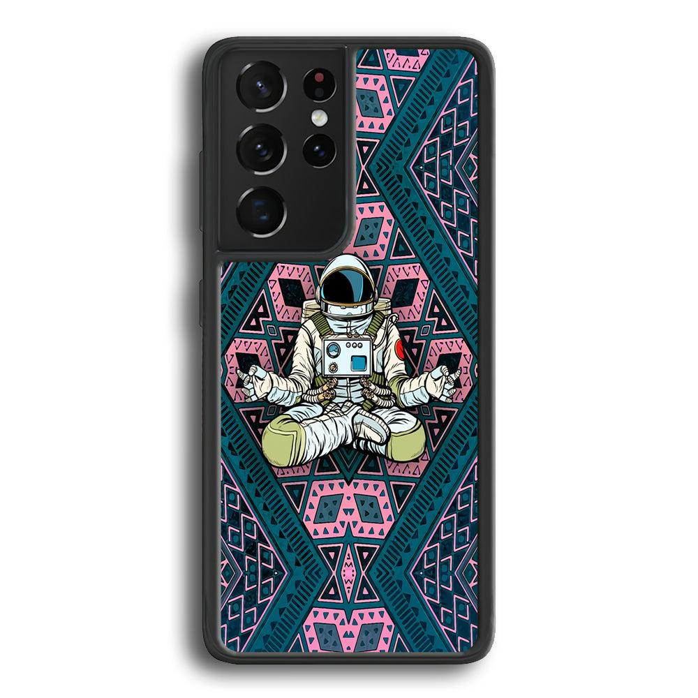 Astronauts Aura of Meditation Samsung Galaxy S23 Ultra Case-Rubber White (2D Case)-Oxvistore