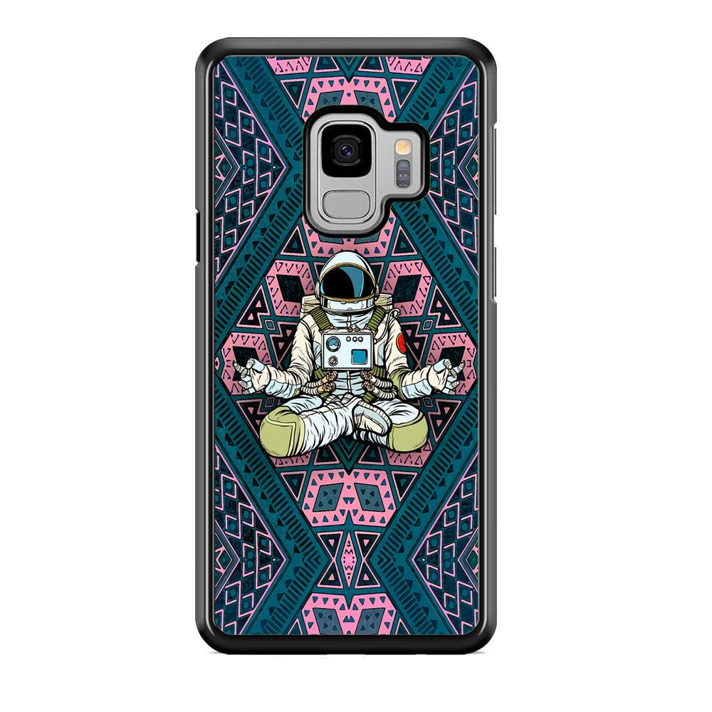 Astronauts Aura of Meditation Samsung Galaxy S9 Case-Rubber White (2D Case)-Oxvistore