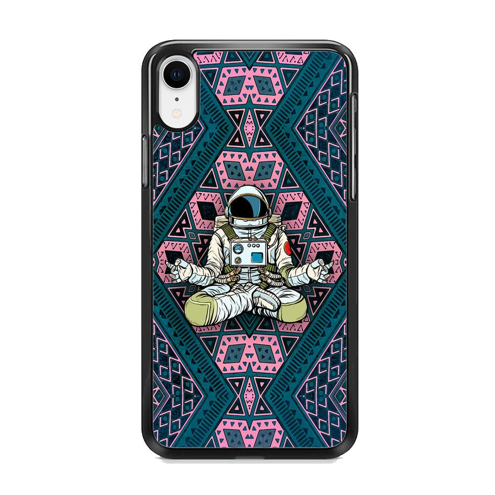 Astronauts Aura of Meditation iPhone XR Case-Rubber Black (2D Case)-Oxvistore