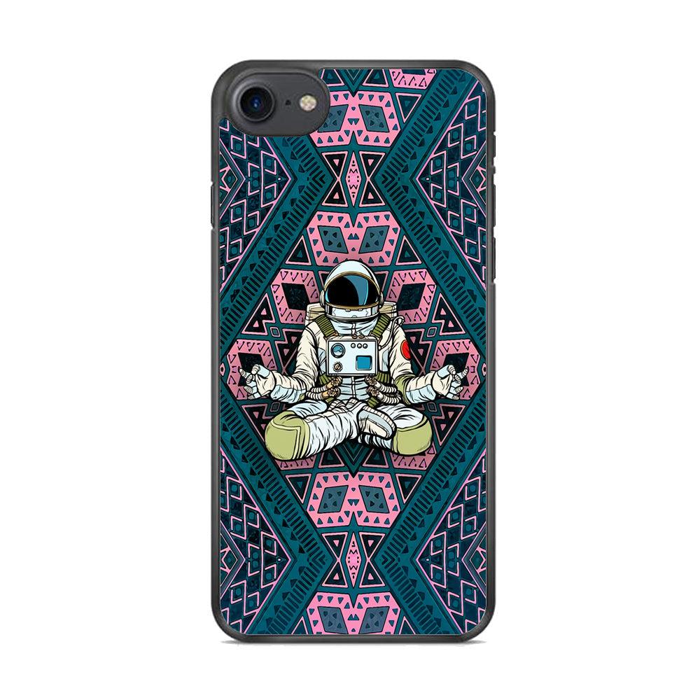 Astronauts Aura of Meditation iPhone 7 Case-Rubber White (2D Case)-Oxvistore