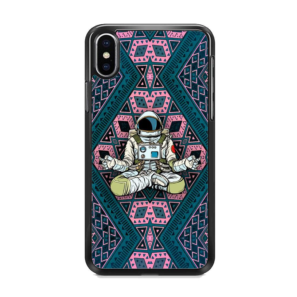 Astronauts Aura of Meditation iPhone XS MAX Case-Rubber Black (2D Case)-Oxvistore