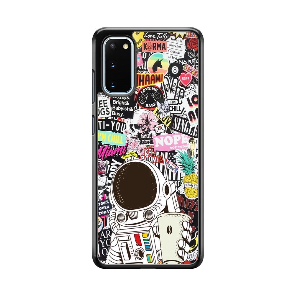 Astronauts Coffee Cheers Samsung Galaxy S20 Case-Rubber Black (2D Case)-Oxvistore