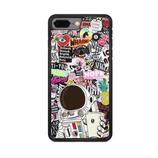 Astronauts Coffee Cheers iPhone 8 Plus Case-Rubber White (2D Case)-Oxvistore