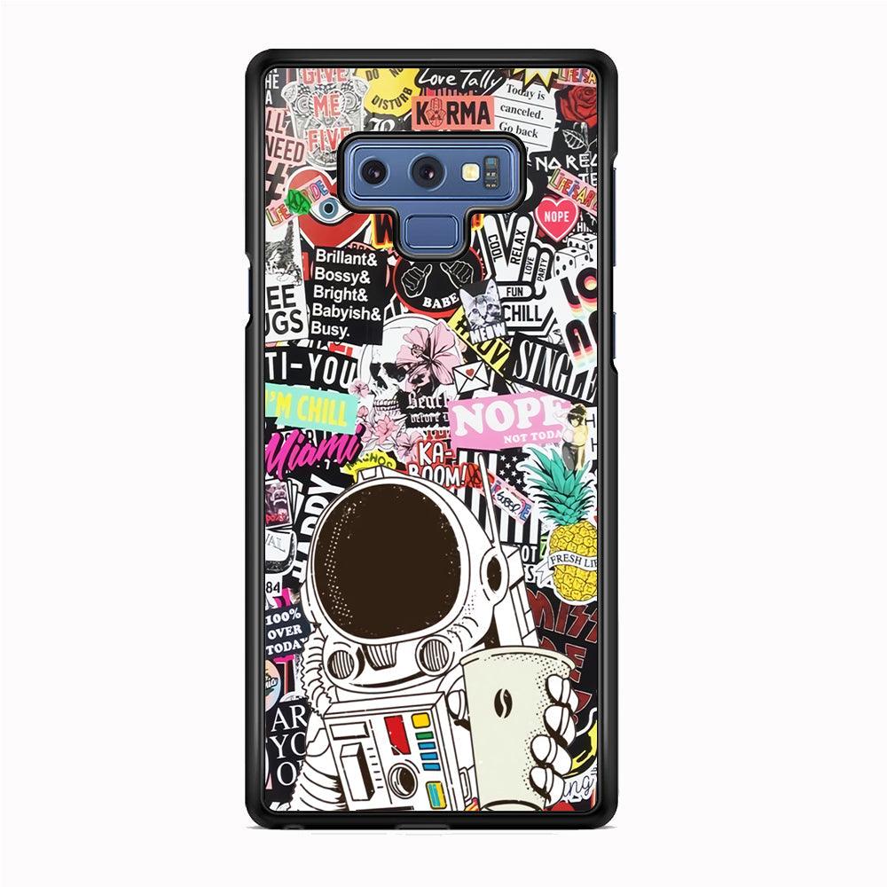 Astronauts Coffee Cheers Samsung Galaxy Note 9 Case-Rubber Black (2D Case)-Oxvistore