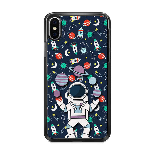 Astronauts Energy in Space iPhone XS Case-Rubber White (2D Case)-Oxvistore