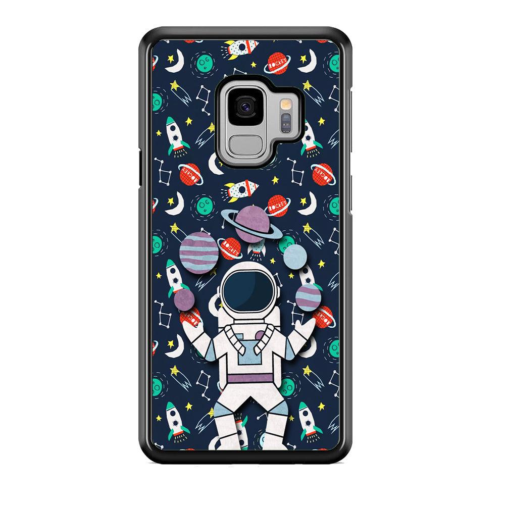 Astronauts Energy in Space Samsung Galaxy S9 Case-Rubber White (2D Case)-Oxvistore