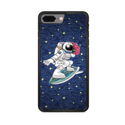 Astronauts Surf Between The Stars iPhone 8 Plus Case-Rubber White (2D Case)-Oxvistore