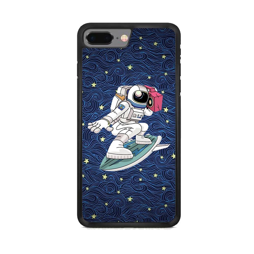 Astronauts Surf Between The Stars iPhone 7 Plus Case-Rubber Black (2D Case)-Oxvistore