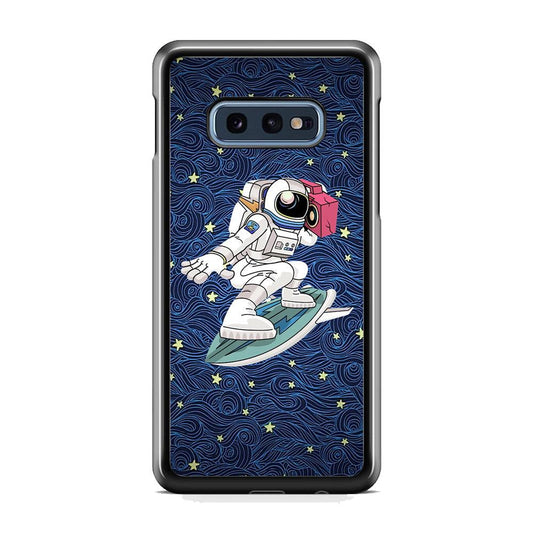 Astronauts Surf Between The Stars Samsung Galaxy S10E Case-Rubber Black (2D Case)-Oxvistore