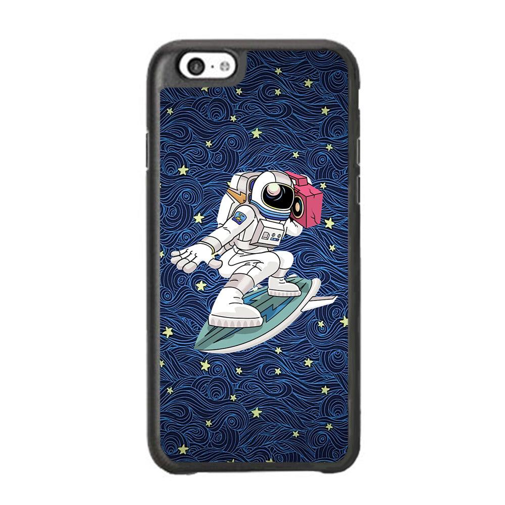 Astronauts Surf Between The Stars iPhone 6 Plus | 6s Plus Case-Rubber White (2D Case)-Oxvistore