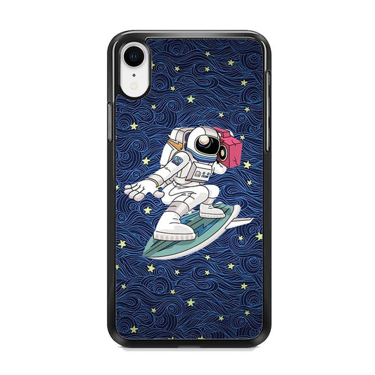 Astronauts Surf Between The Stars iPhone XR Case-Rubber Black (2D Case)-Oxvistore