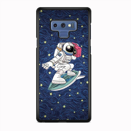 Astronauts Surf Between The Stars Samsung Galaxy Note 9 Case-Rubber Black (2D Case)-Oxvistore