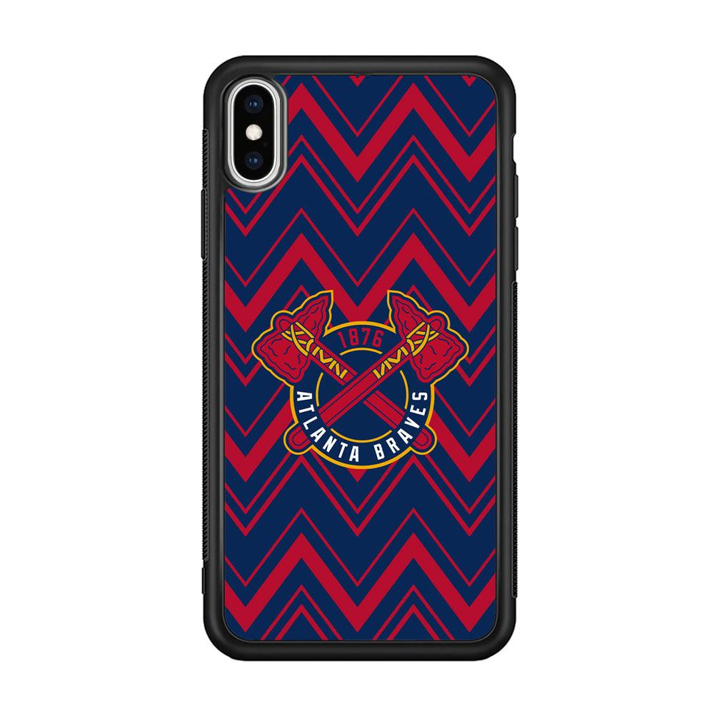 Atlanta Braves Double Power iPhone XS Case-Rubber Black (2D Case)-Oxvistore