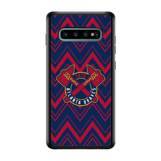 Atlanta Braves Double Power Samsung Galaxy S10 Case-Rubber Black (2D Case)-Oxvistore