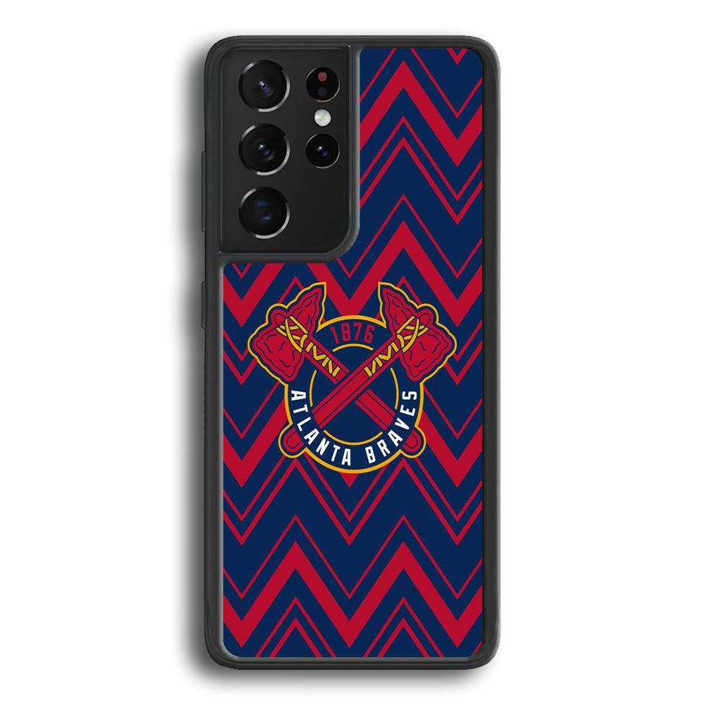 Atlanta Braves Double Power Samsung Galaxy S23 Ultra Case-Rubber Black (2D Case)-Oxvistore