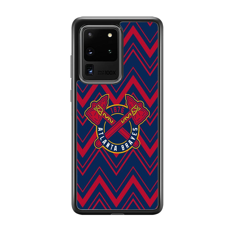 Atlanta Braves Double Power Samsung Galaxy S20 Ultra Case-Rubber Black (2D Case)-Oxvistore