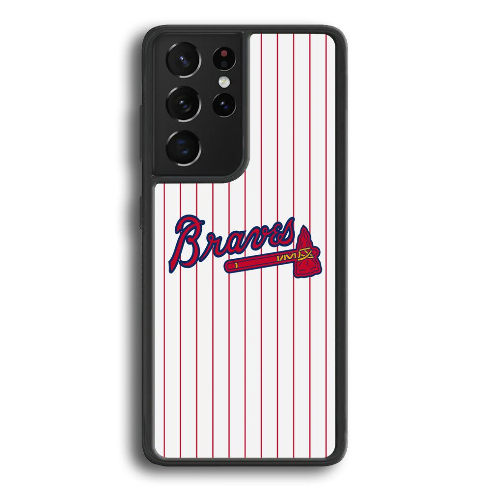 Atlanta Braves The Red Axe Samsung Galaxy S23 Ultra Case-Rubber Black (2D Case)-Oxvistore