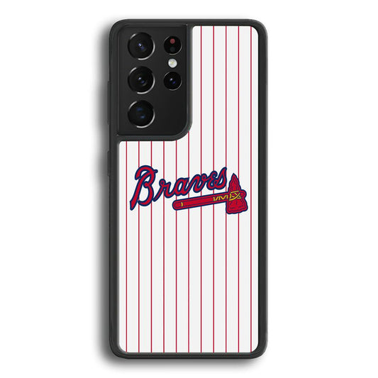 Atlanta Braves The Red Axe Samsung Galaxy S23 Ultra Case-Rubber Black (2D Case)-Oxvistore
