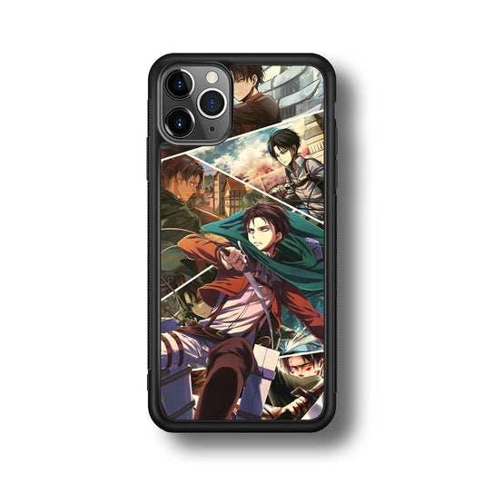 Attack on Titan Collage of Fighter iPhone 11 Pro Max Case-Rubber Black (2D Case)-Oxvistore