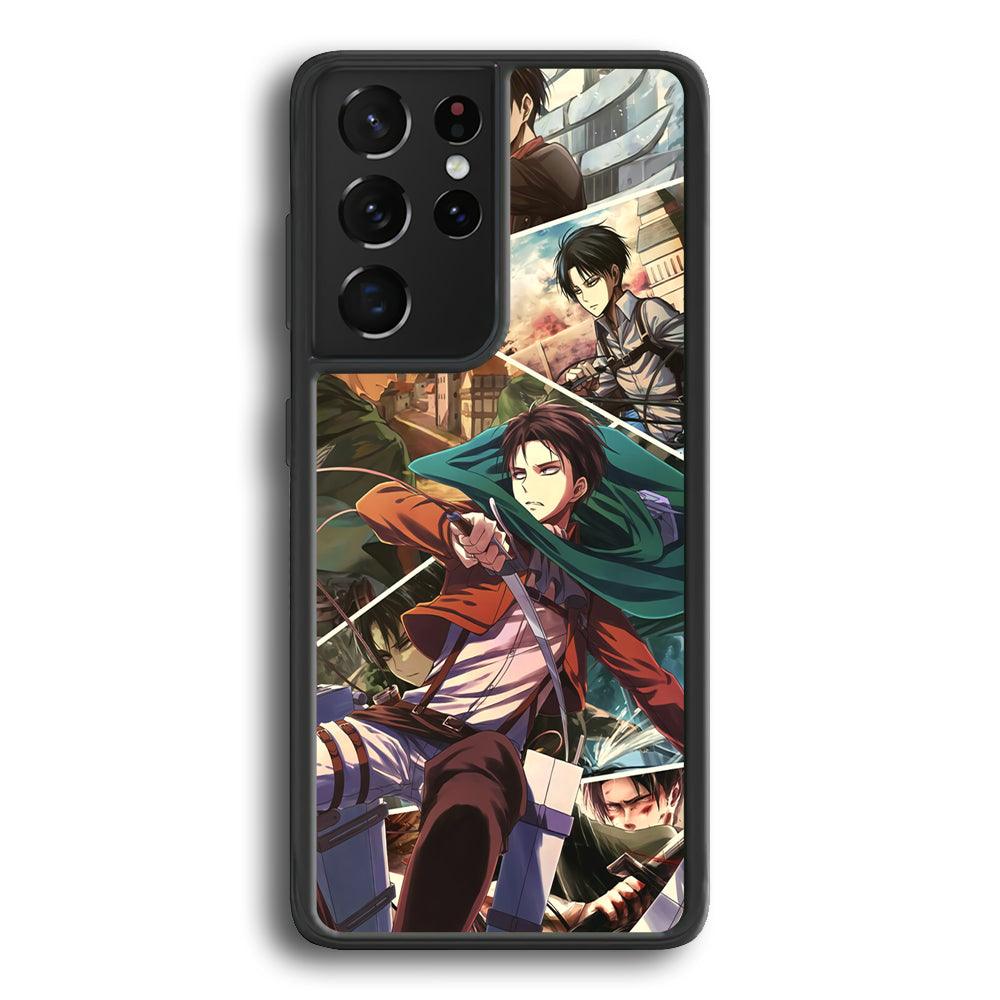 Attack on Titan Collage of Fighter Samsung Galaxy S23 Ultra Case-Rubber Black (2D Case)-Oxvistore