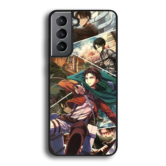 Attack on Titan Collage of Fighter Samsung Galaxy S22 Plus Case-Rubber Black (2D Case)-Oxvistore