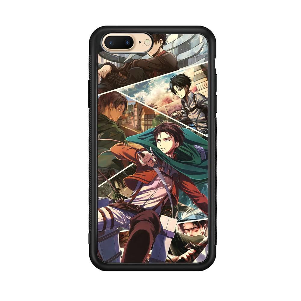 Attack on Titan Collage of Fighter iPhone 7 Plus Case-Rubber Black (2D Case)-Oxvistore