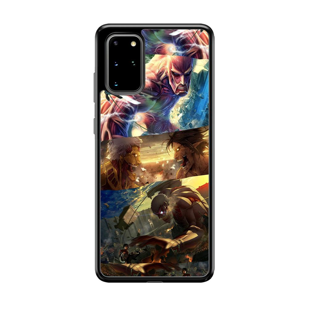 Attack on Titan Scene of Struggle Samsung Galaxy S20 Plus Case-Rubber Black (2D Case)-Oxvistore